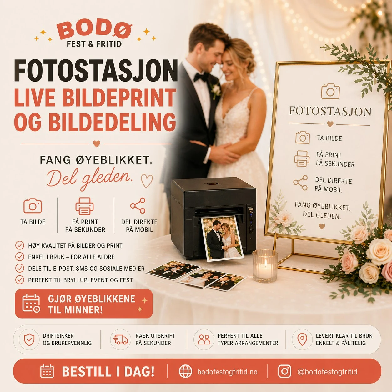 Live bildeprint og bildedeling til leie i Bodø