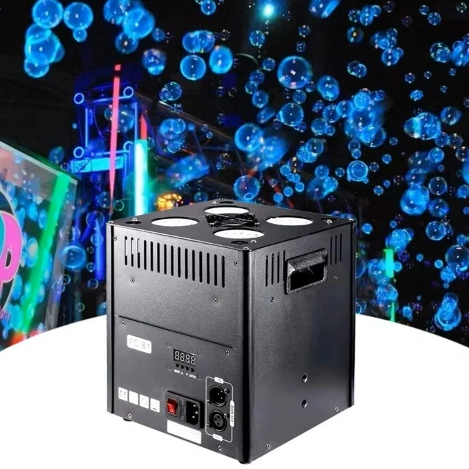 Stor såpeboblemaskin med RGB-lys og bobler i luften
