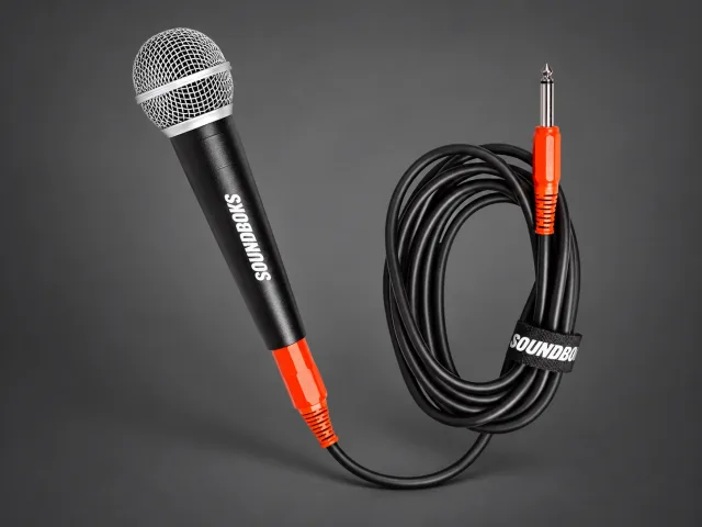 Soundboks mikrofon med spiralkabel